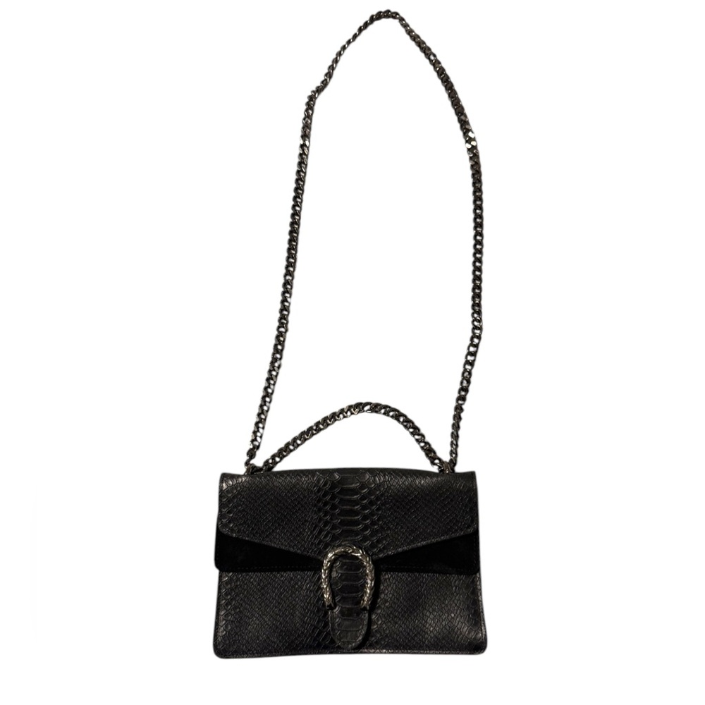 Italian Leather Black Chain Crossbody Back Excellent Quality Dionysus Style - Picture 2 of 8